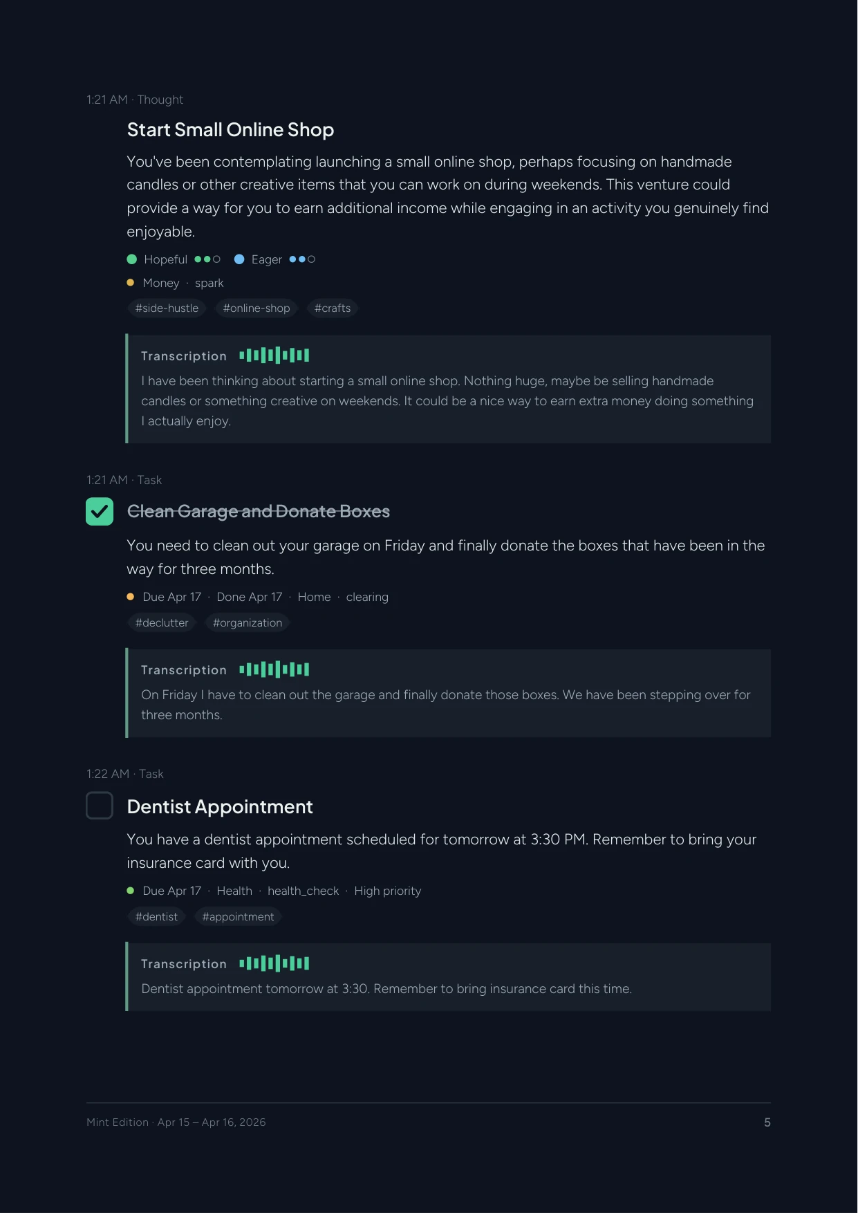 Mint Edition entries page