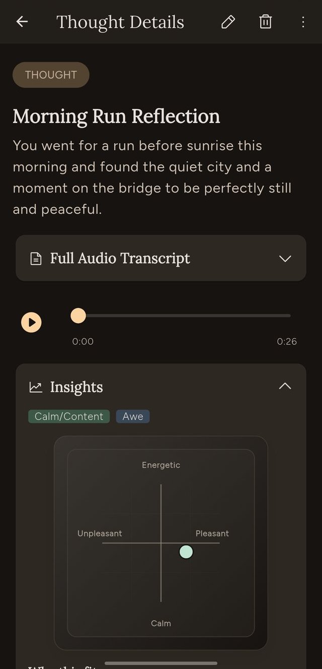 Thought details with emotion insights